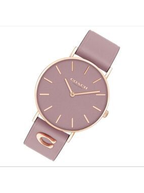 COACH PERRY 36MM PURPLE LEATHER ROSE GOLD PLATED STEEL WATCH